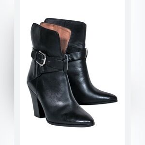 Donald J Pliner Sarje Black  Leather  Ankle Boots Sz 7 Women’s Stack Heel Edgy